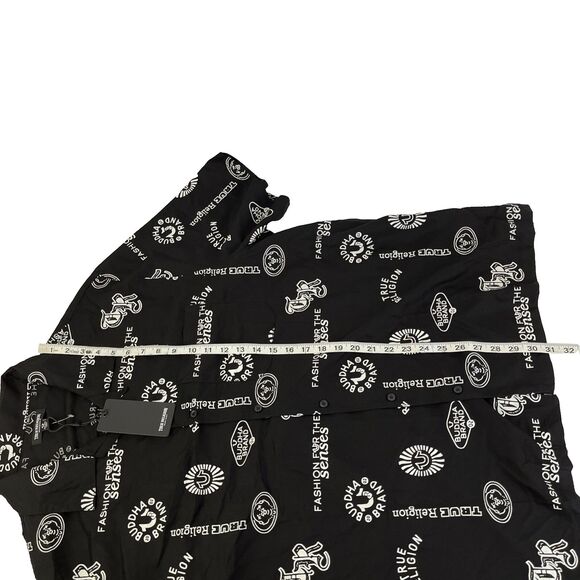 New Mens True Religion Short Sleeve AOP Resort Shirt Size XXL NWT Black Viscose - Picture 5 of 8